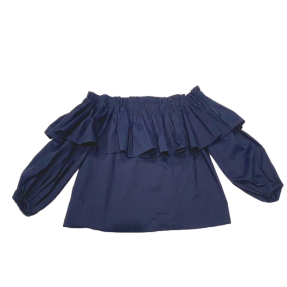 Alexis Barbie Navy blue off shoulder puff sleeve shirt Women’s, sz Medium